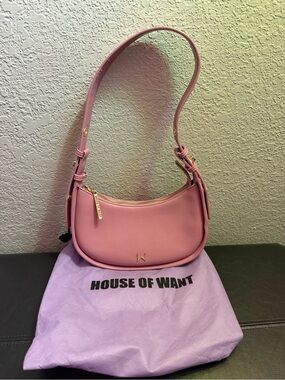 House of Want Pink Shoulder Hobo with Gold Accents